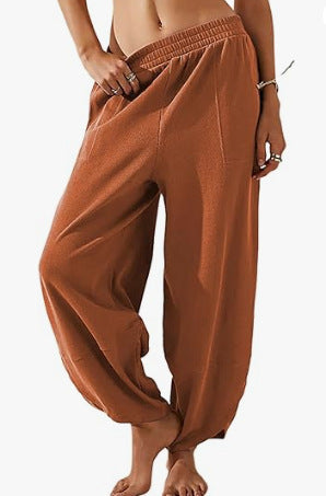 HIgh Waisted Ruched Balloon Casual Joggers with Pockets