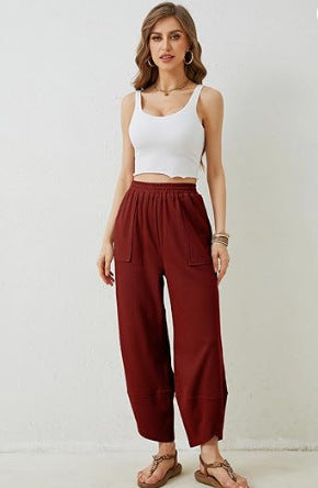 HIgh Waisted Ruched Balloon Casual Joggers with Pockets