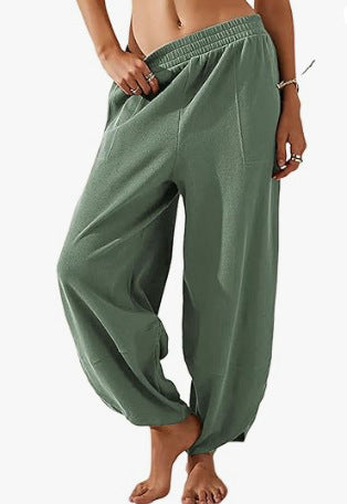 HIgh Waisted Ruched Balloon Casual Joggers with Pockets