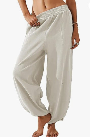 HIgh Waisted Ruched Balloon Casual Joggers with Pockets