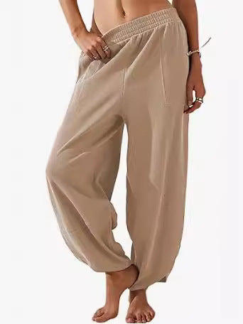 HIgh Waisted Ruched Balloon Casual Joggers with Pockets