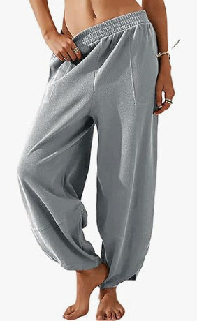 HIgh Waisted Ruched Balloon Casual Joggers with Pockets
