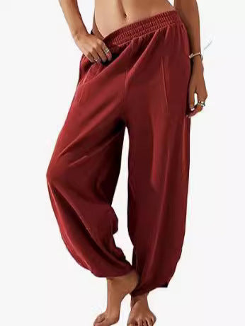 HIgh Waisted Ruched Balloon Casual Joggers with Pockets