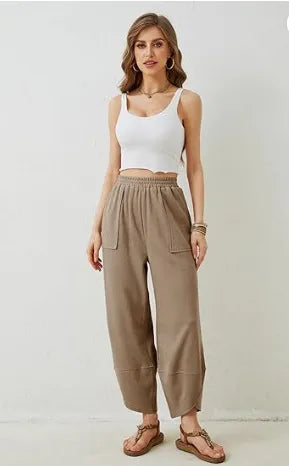 HIgh Waisted Ruched Balloon Casual Joggers with Pockets