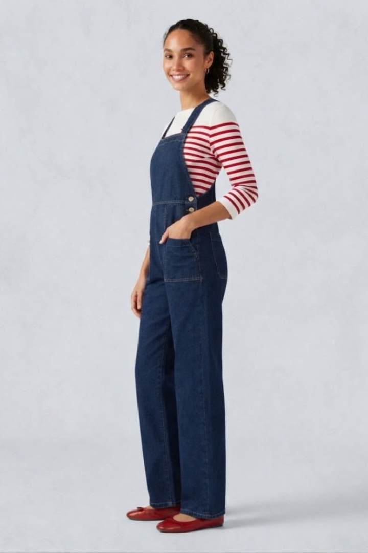 Halara Flex Denim Square Neck Sleeveless Tapered Casual Jumpsuit with Pockets