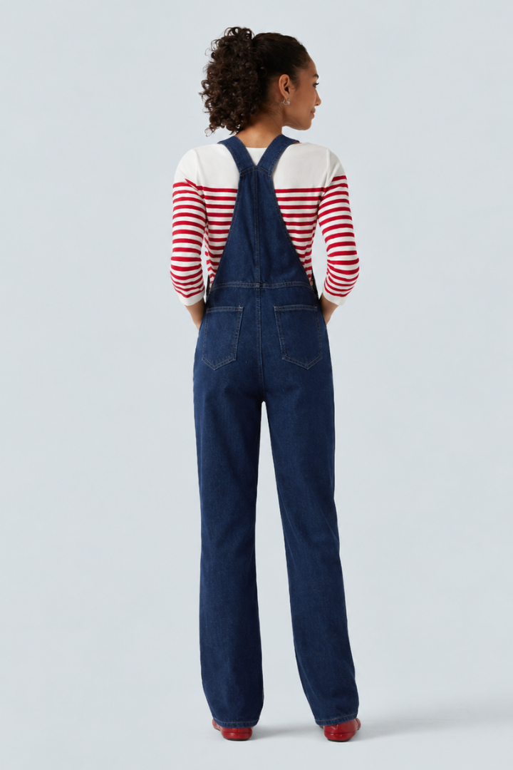 Halara Flex Denim Square Neck Sleeveless Tapered Casual Jumpsuit with Pockets