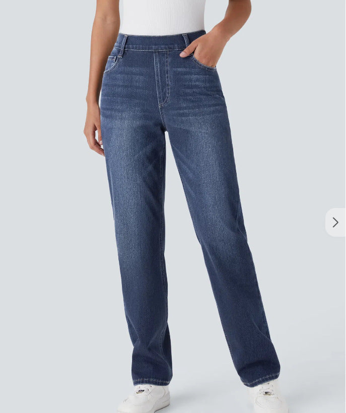Halara Flex High Waisted Pockets Washed Casual Bootcut Jeans