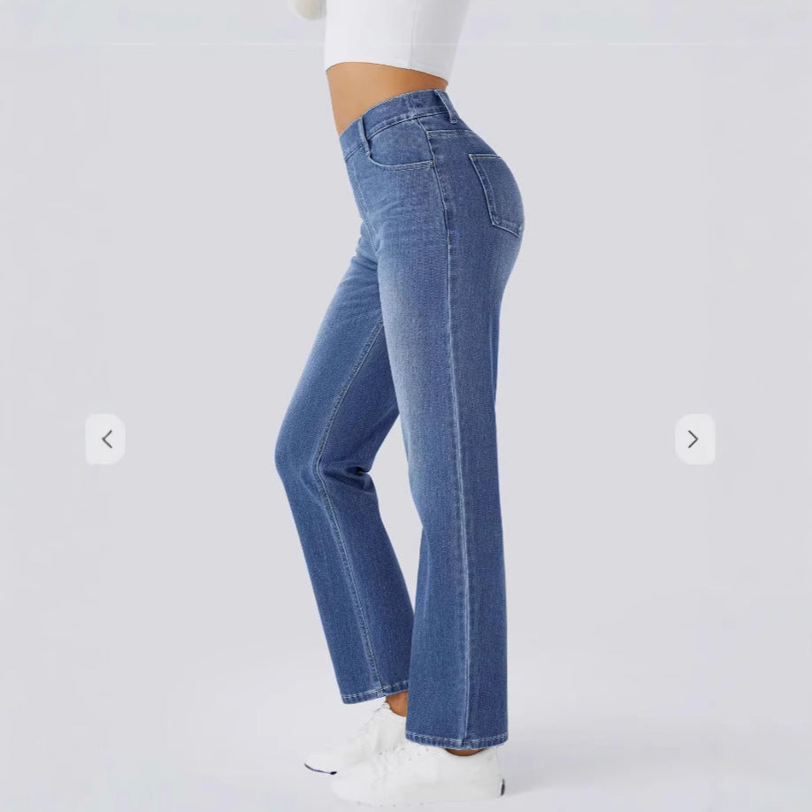 Halara Flex High Waisted Pockets Washed Casual Bootcut Jeans