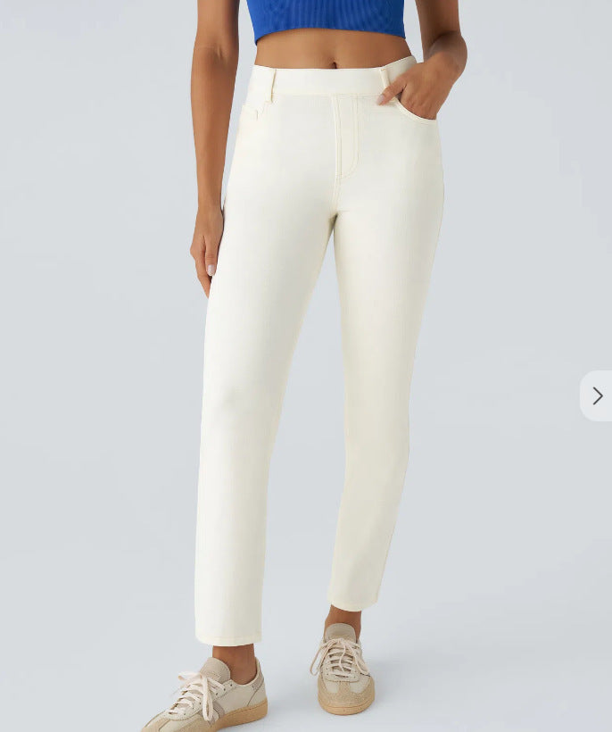 Halara Flex High Waisted Pockets Washed Casual Bootcut Jeans