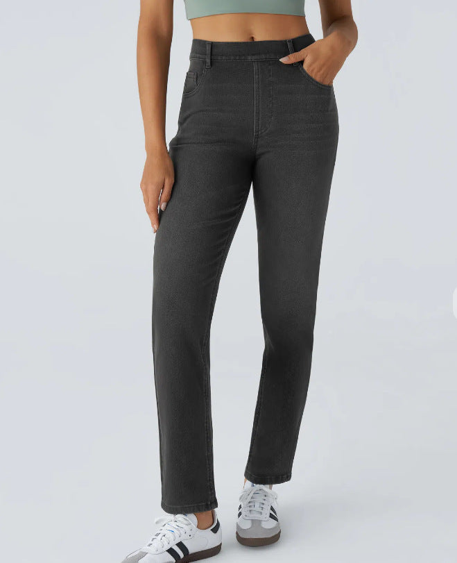 Halara Flex High Waisted Pockets Washed Casual Bootcut Jeans