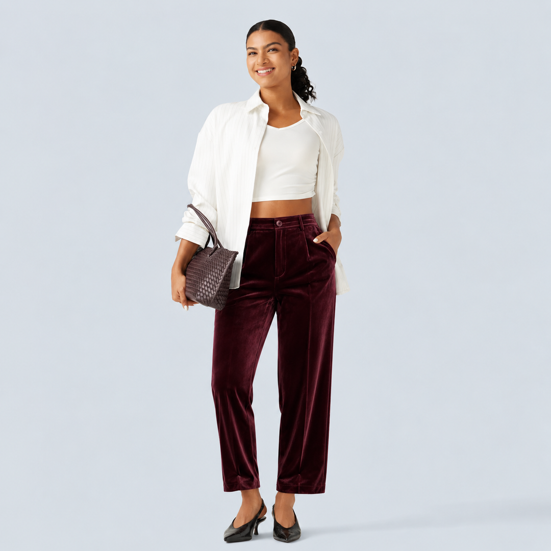 Halara Flex High Waisted Velvet Work Trousers with Pockets