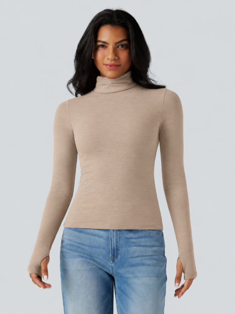Halara HeatCore Turtleneck Long Sleeve Thumb Hole Casual Warming Top