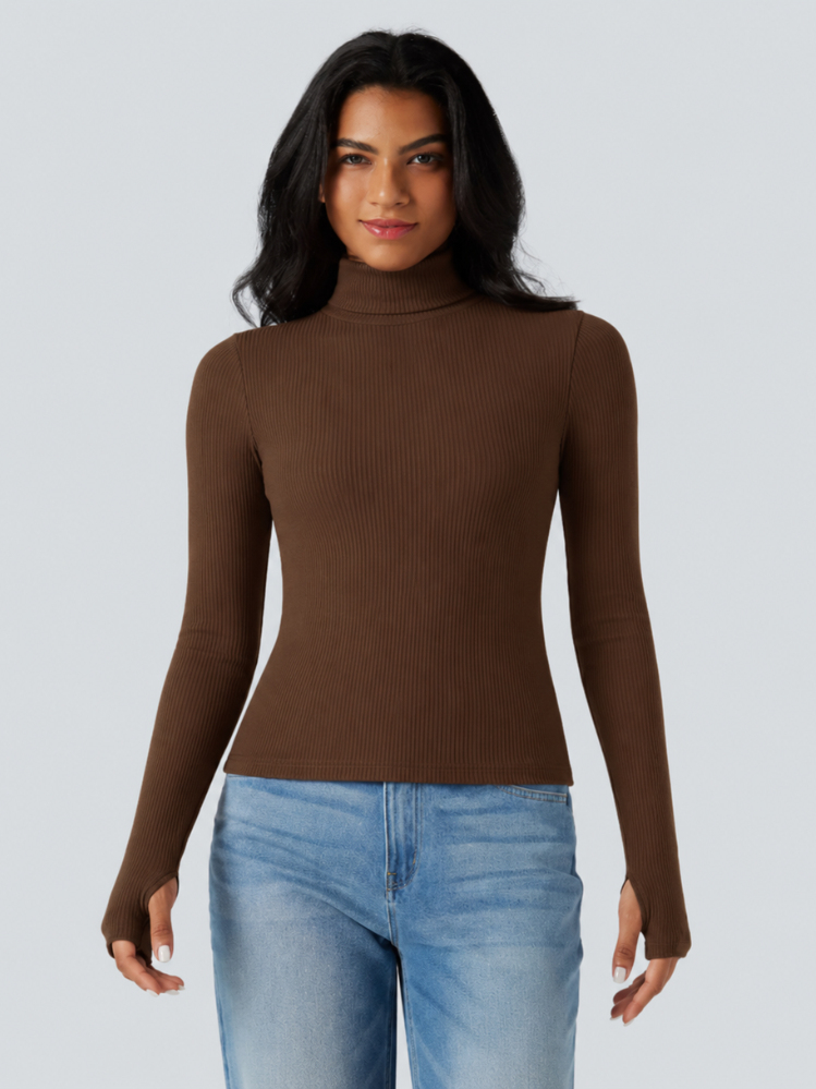 Halara HeatCore Turtleneck Long Sleeve Thumb Hole Casual Warming Top