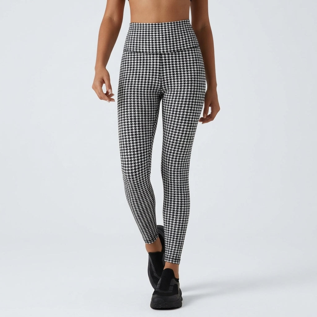 Halara UltraSculpt Plaid Print High Waisted Tummy Control Running Leggings with Pockets