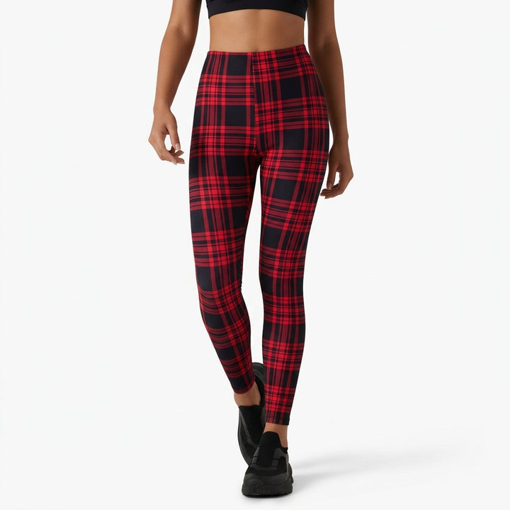 Halara UltraSculpt Plaid Print High Waisted Tummy Control Running Leggings with Pockets