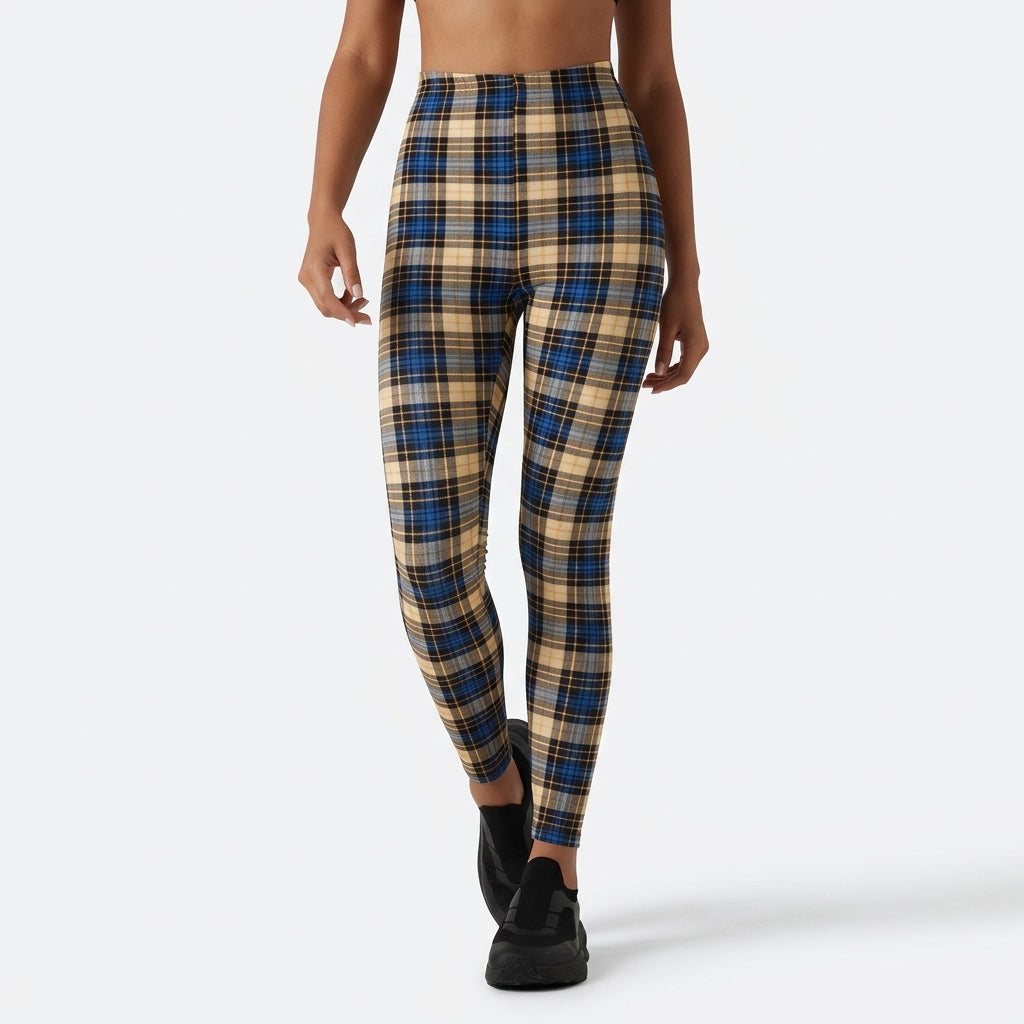 Halara UltraSculpt Plaid Print High Waisted Tummy Control Running Leggings with Pockets