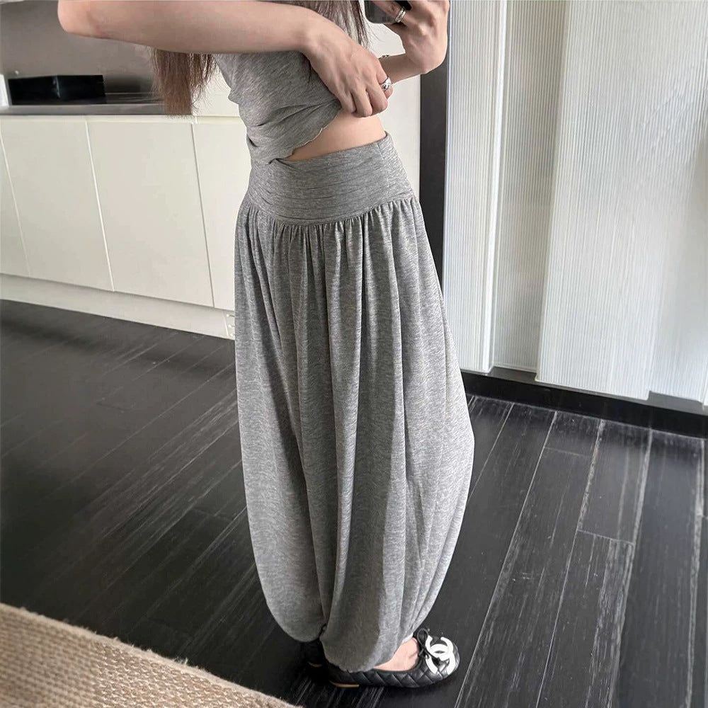 High Waisted Ruched Heathered Yoga Joggers