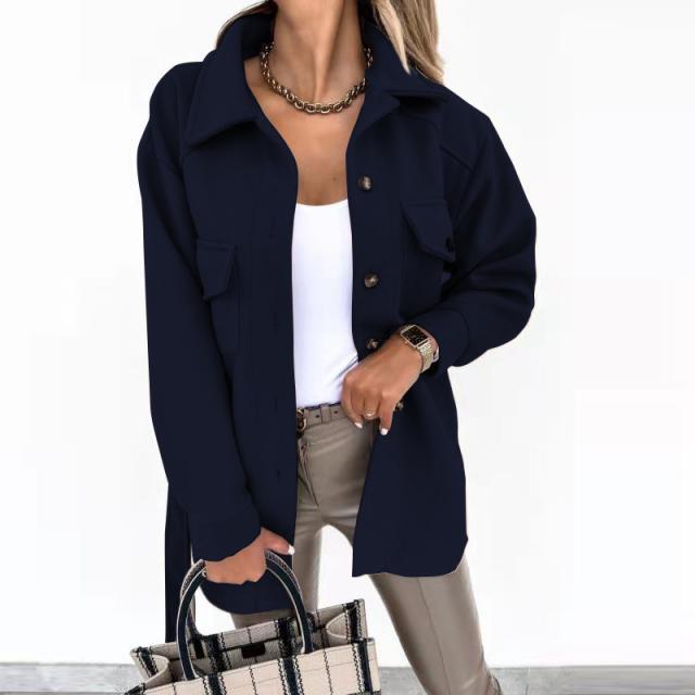 Long Sleeve Fleece Casual Jacket with Pockets