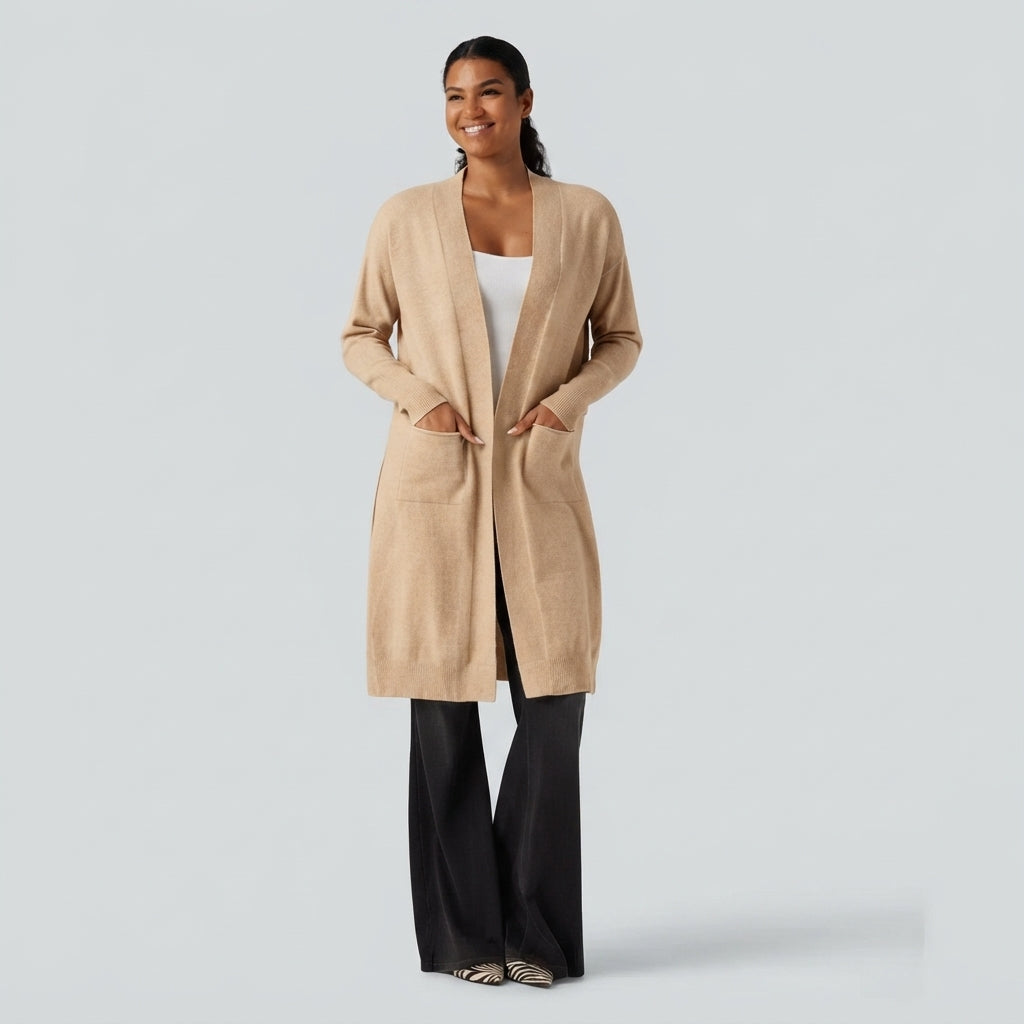 Long Sleeve Open Front Casual Cardigan with Pockets