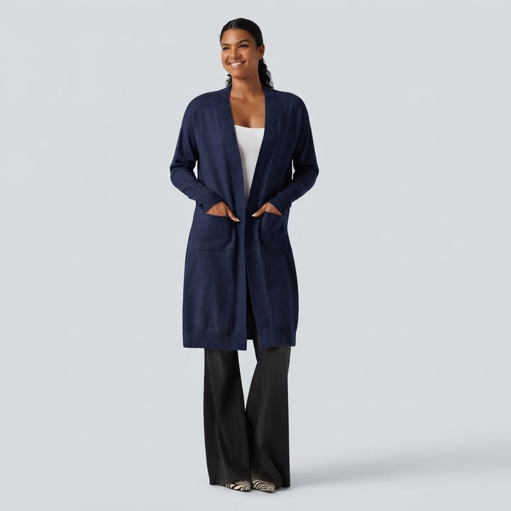 Long Sleeve Open Front Casual Cardigan with Pockets