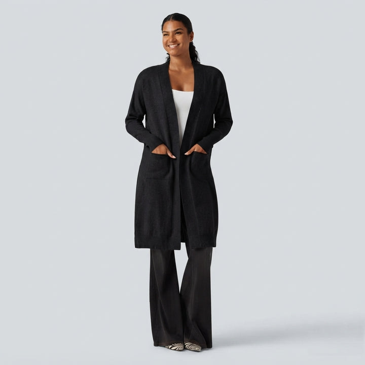 Long Sleeve Open Front Casual Cardigan with Pockets