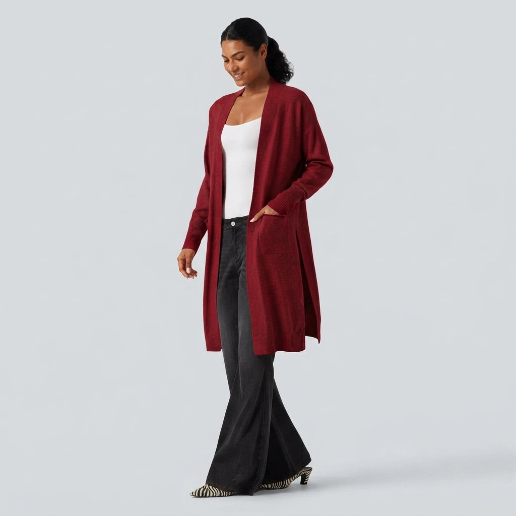 Long Sleeve Open Front Casual Cardigan with Pockets