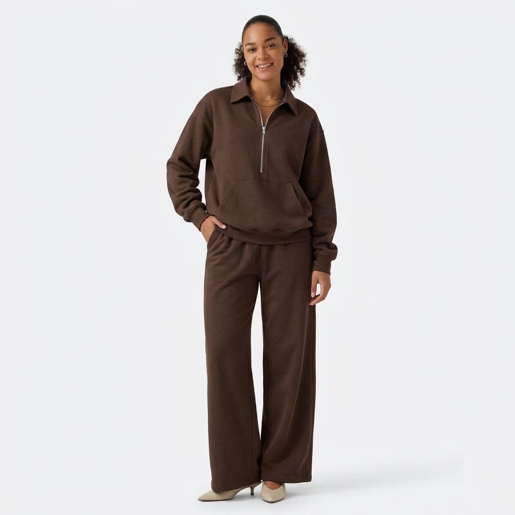 Long Sleeve Straight Leg Work Shirt Jumpsuit with Pockets-Easy Peezy Edition