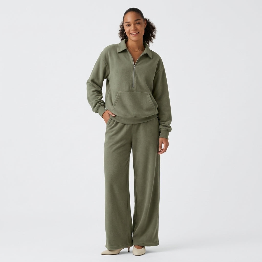 Long Sleeve Straight Leg Work Shirt Jumpsuit with Pockets-Easy Peezy Edition