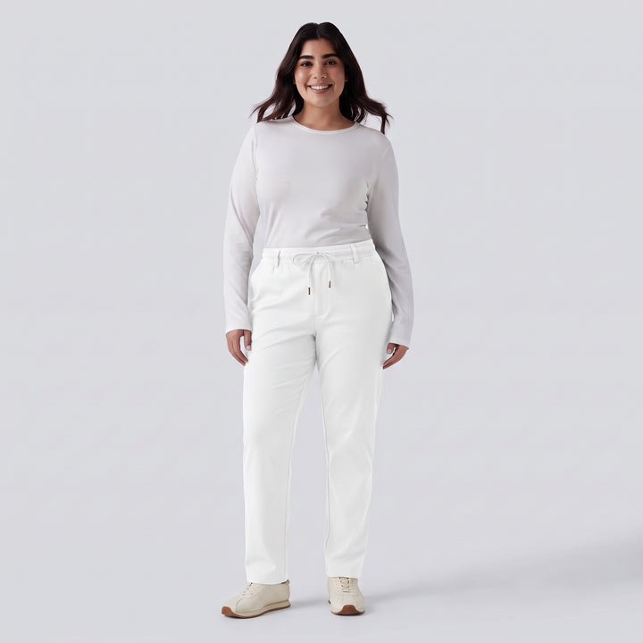 Plus Size Mid Rise Drawstring Curved Hem Quick Dry Golf Tapered Trousers with Pockets-UPF40+