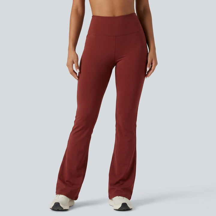 High-waisted Tummy Control Striped Yoga Bootcut Legging with Pockets