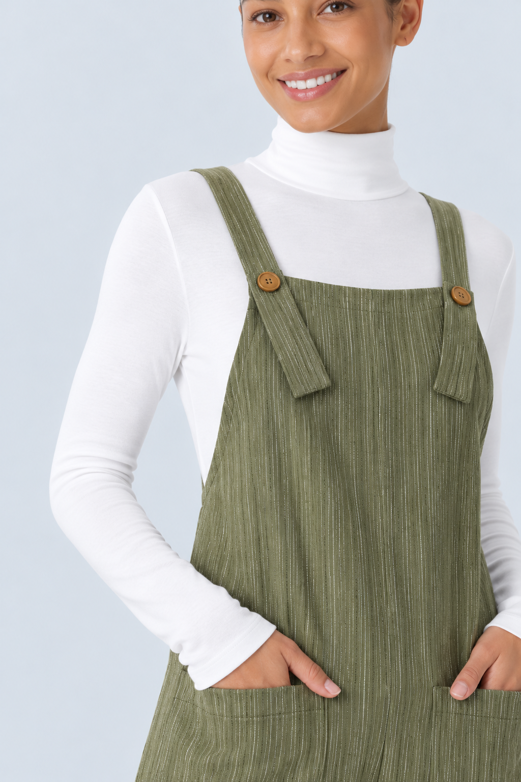 Ribbed Knit Pockets Casual Overalls