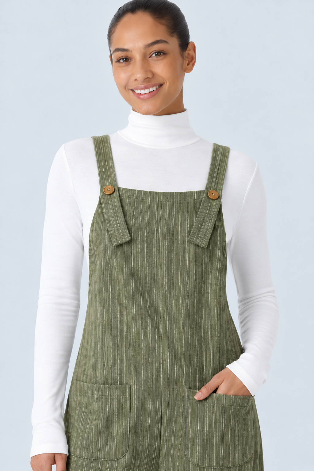 Ribbed Knit Pockets Casual Overalls