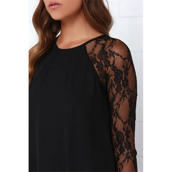 Round Neck Flounce Sleeve 2-piece Lace Party Dress