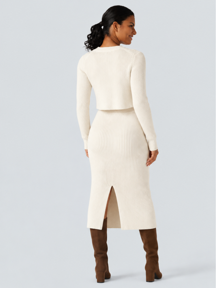 Round Neck Long Sleeve Ruffle Hem Work Jumper