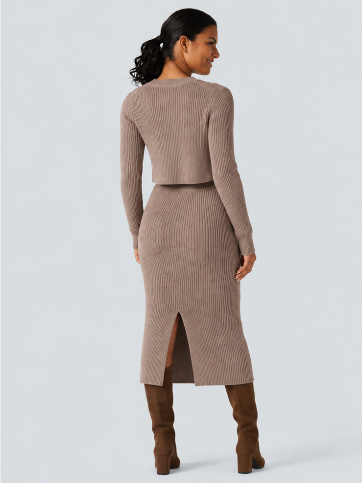 Round Neck Long Sleeve Ruffle Hem Work Jumper