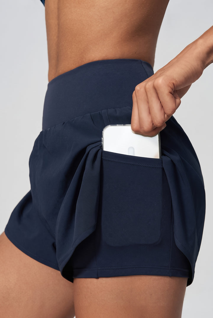 SoftlyZero Airy Crossover High Waisted 2-in-1 InstantCool Yoga Shorts 5&