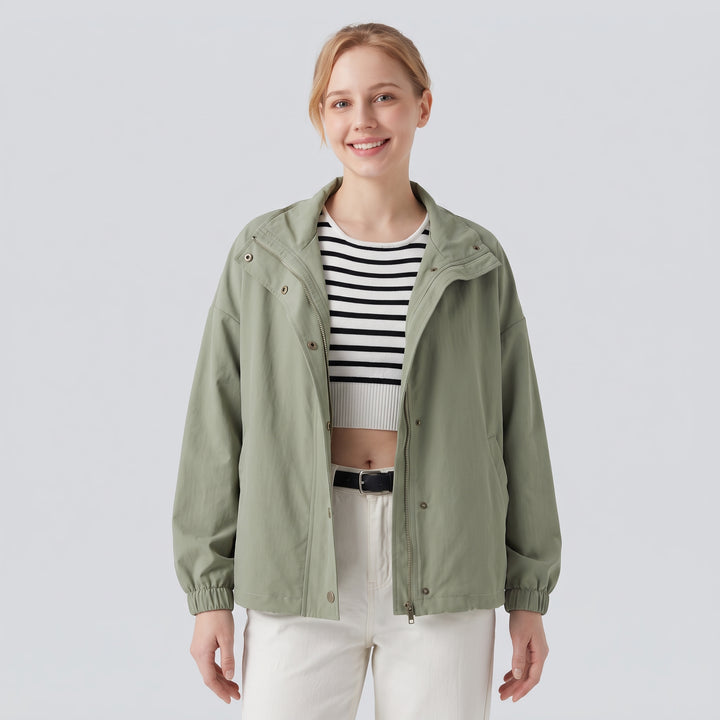 Stowable Hood Drawstring Contrast Mesh Ruffle Hem Workout Jacket with Pocket