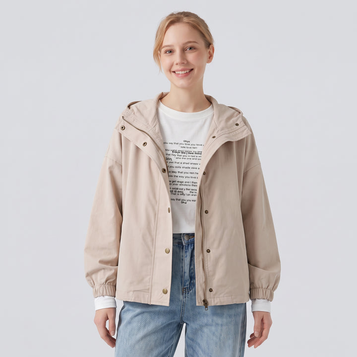 Stowable Hood Drawstring Contrast Mesh Ruffle Hem Workout Jacket with Pocket