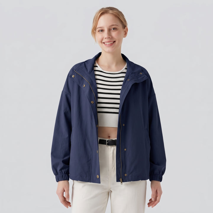 Stowable Hood Drawstring Contrast Mesh Ruffle Hem Workout Jacket with Pocket