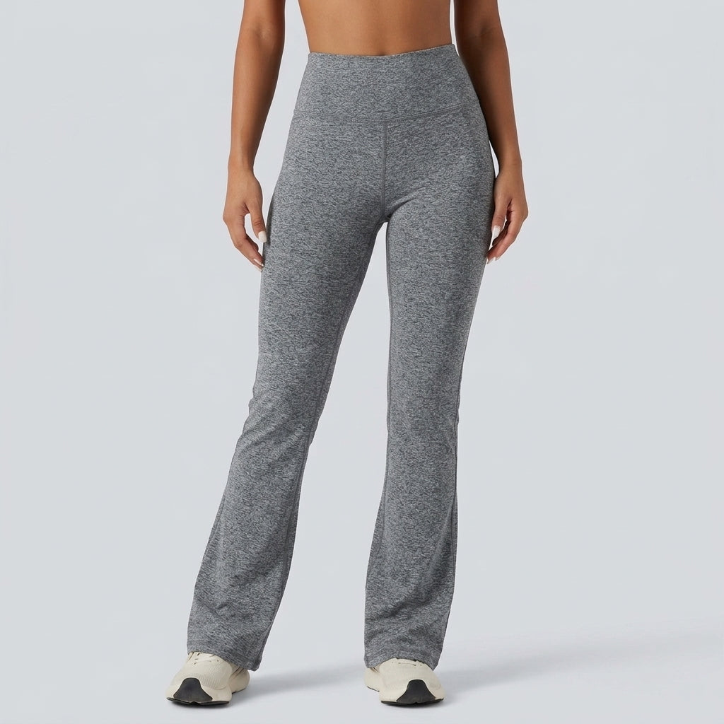 High-waisted Tummy Control Striped Yoga Bootcut Legging with Pockets