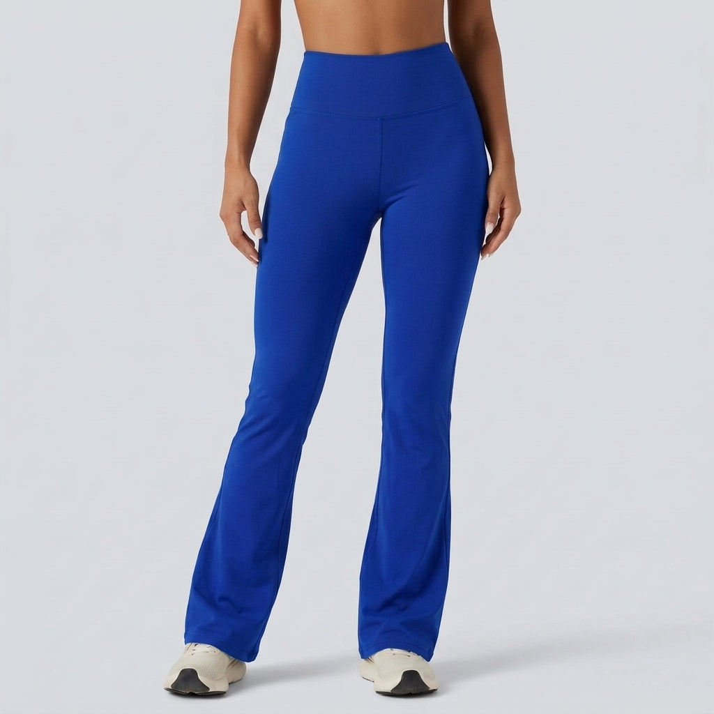 High-waisted Tummy Control Striped Yoga Bootcut Legging with Pockets