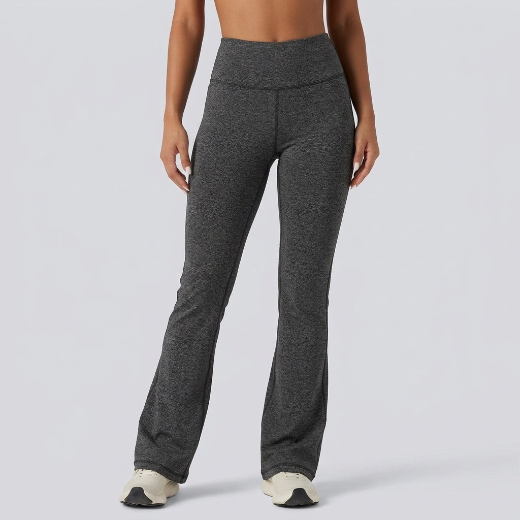 High-waisted Tummy Control Striped Yoga Bootcut Legging with Pockets