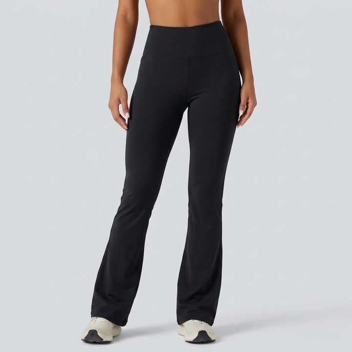 High-waisted Tummy Control Striped Yoga Bootcut Legging with Pockets
