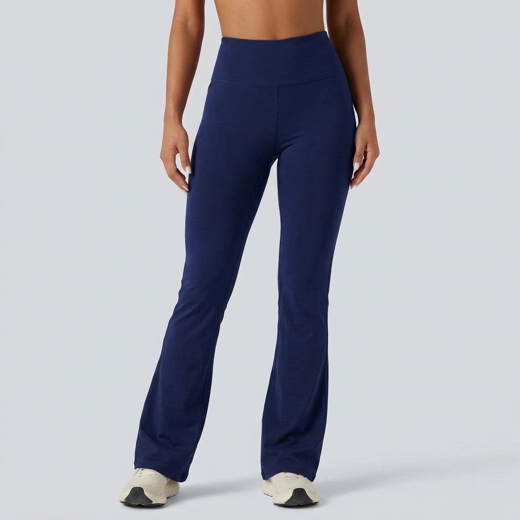 High-waisted Tummy Control Striped Yoga Bootcut Legging with Pockets
