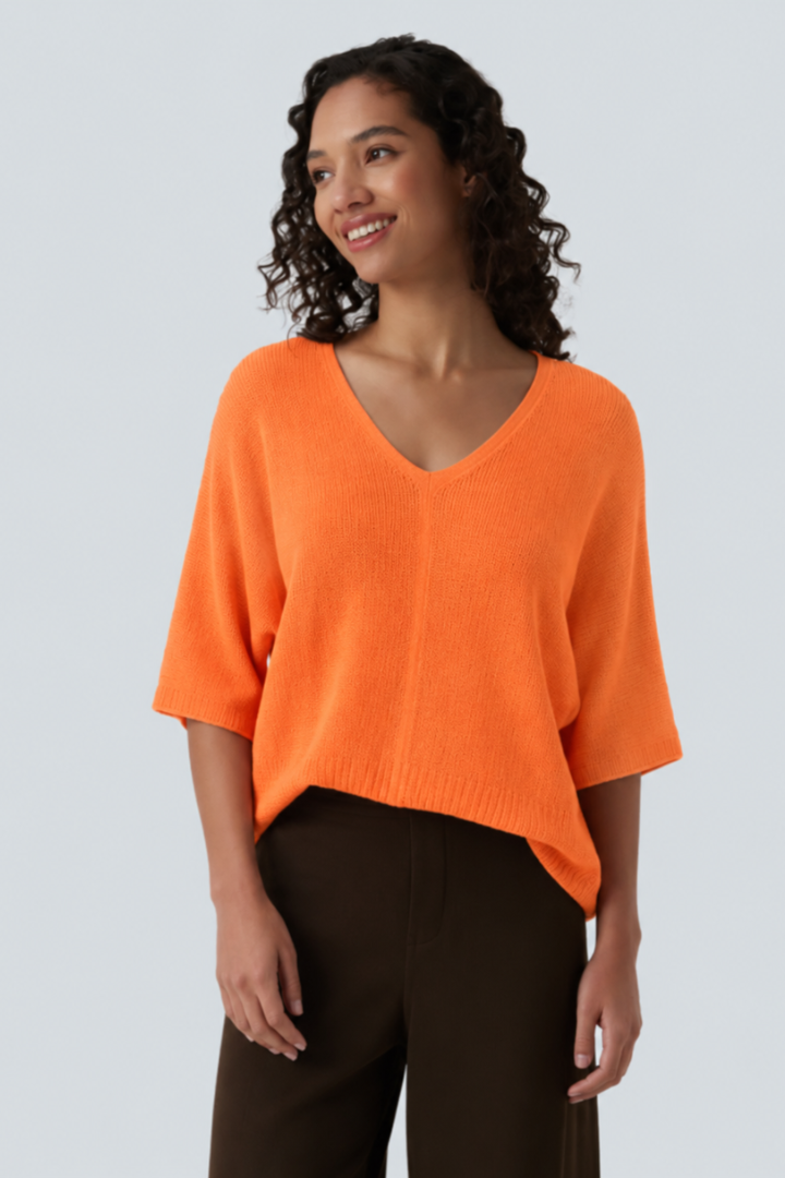 V Neck Half Sleeve Casual Jumper