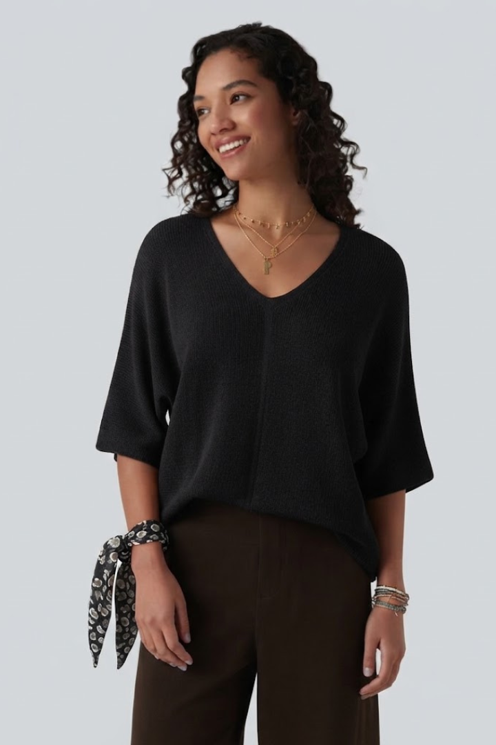 V Neck Half Sleeve Casual Jumper