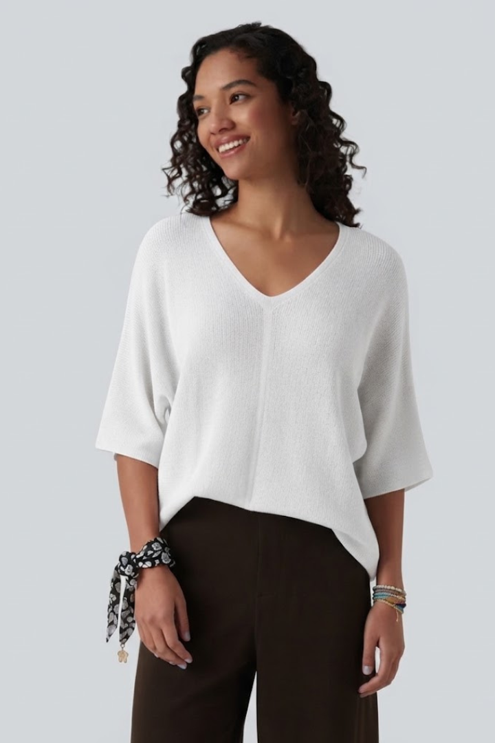 V Neck Half Sleeve Casual Jumper