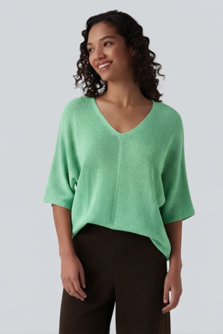 V Neck Half Sleeve Casual Jumper