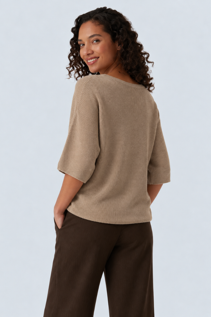 V Neck Half Sleeve Casual Jumper