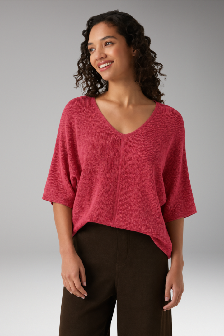 V Neck Half Sleeve Casual Jumper